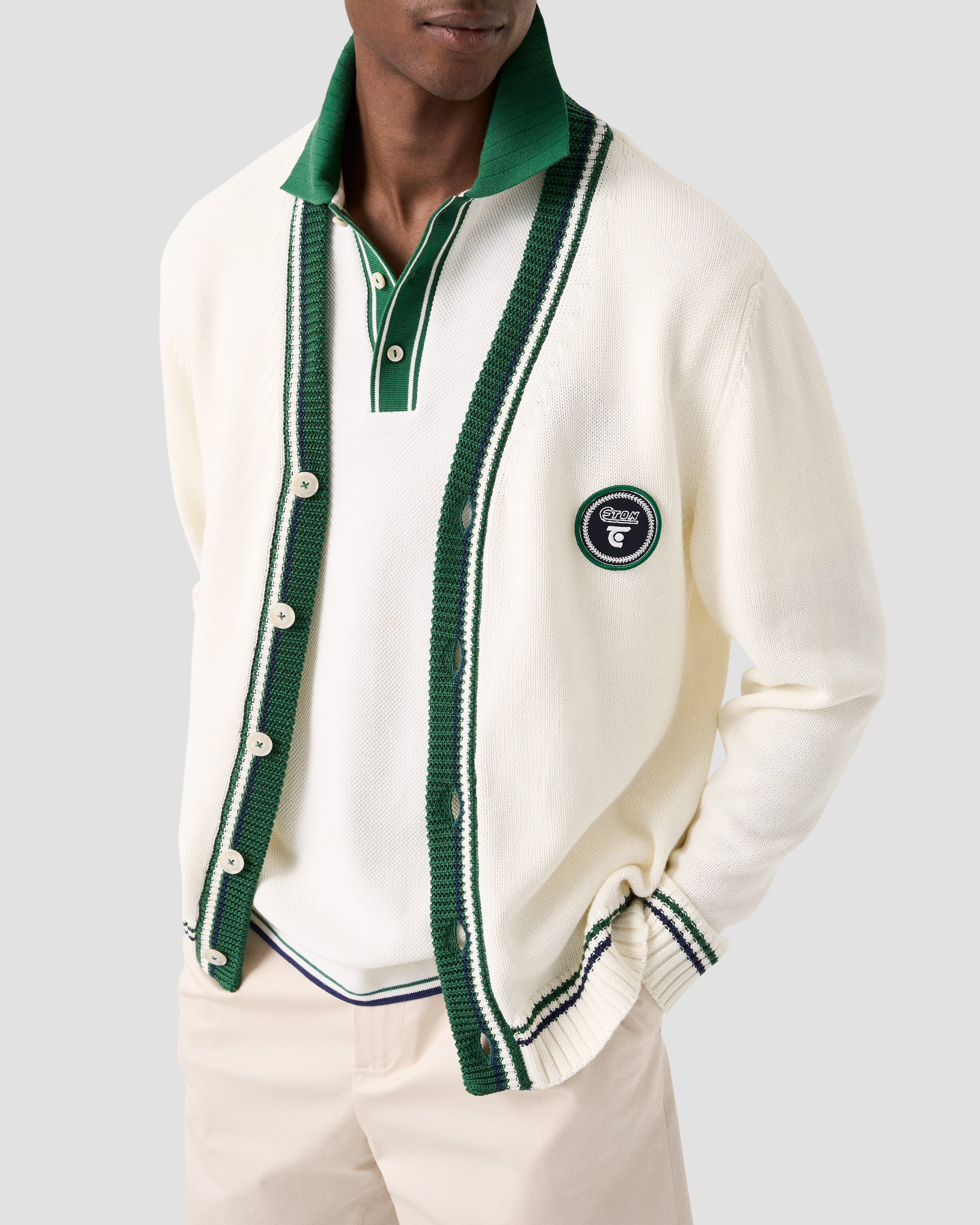 ETON X TRETORN COTTON V NECK CARDIGAN