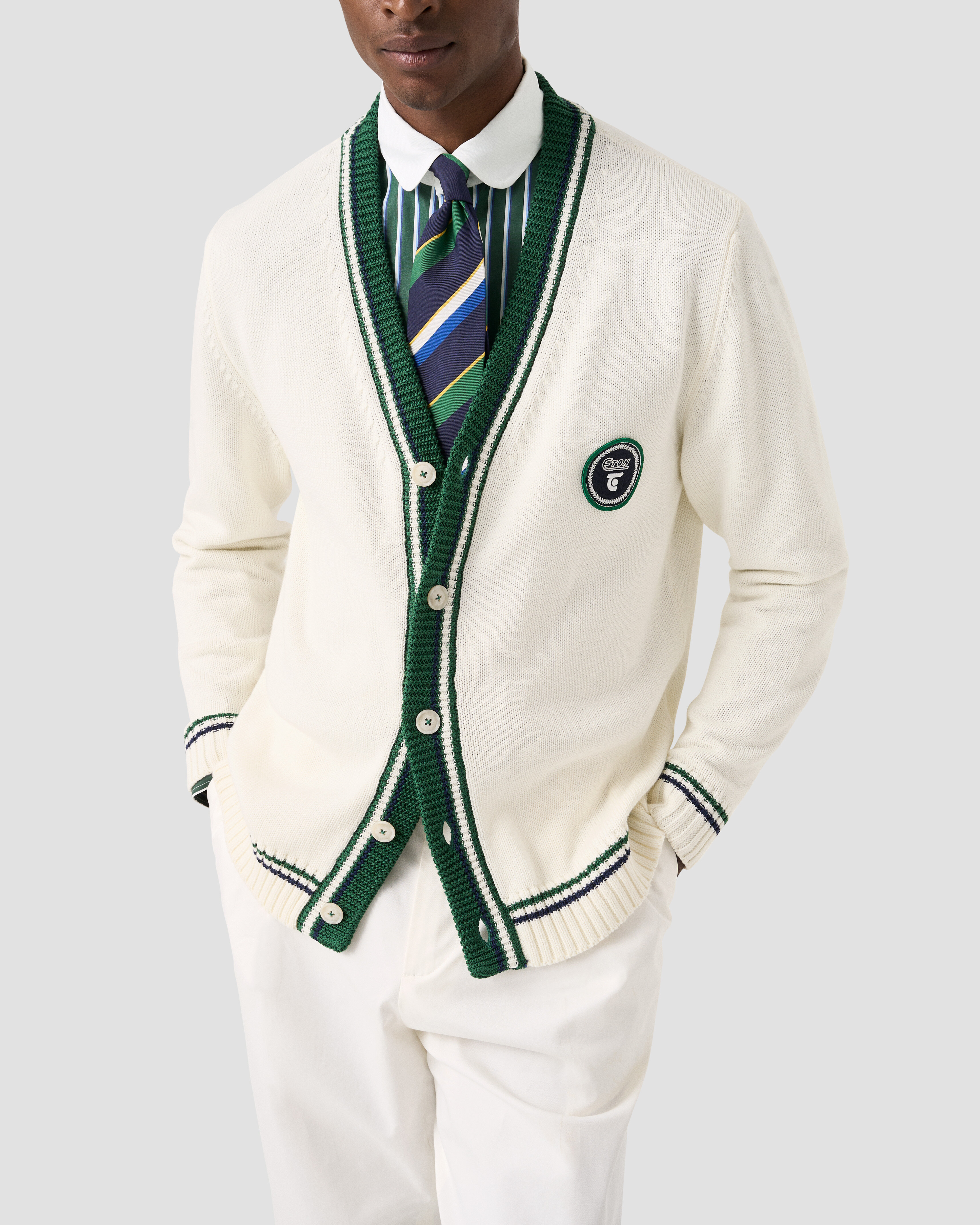 ETON X TRETORN COTTON V NECK CARDIGAN